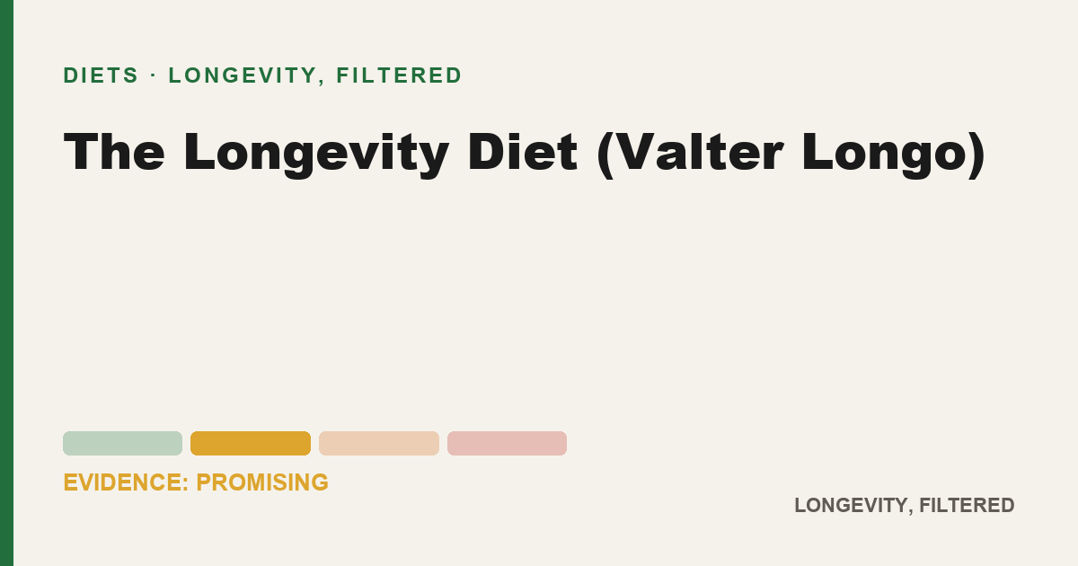 The Longevity Diet (Valter Longo), evidence-rated longevity guide