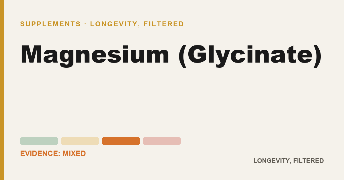Magnesium (Glycinate), evidence-rated longevity guide