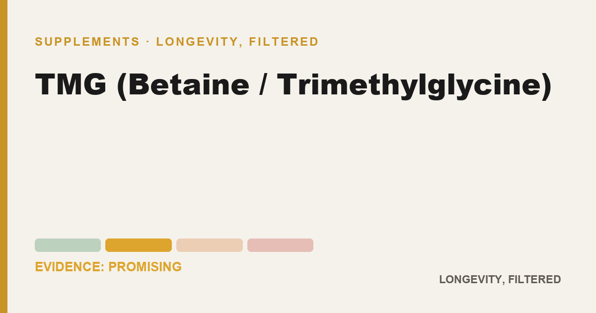 TMG (Betaine / Trimethylglycine), evidence-rated longevity guide